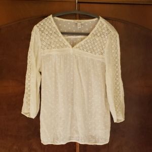 Old Navy White 3/4 sleeve Top Size L